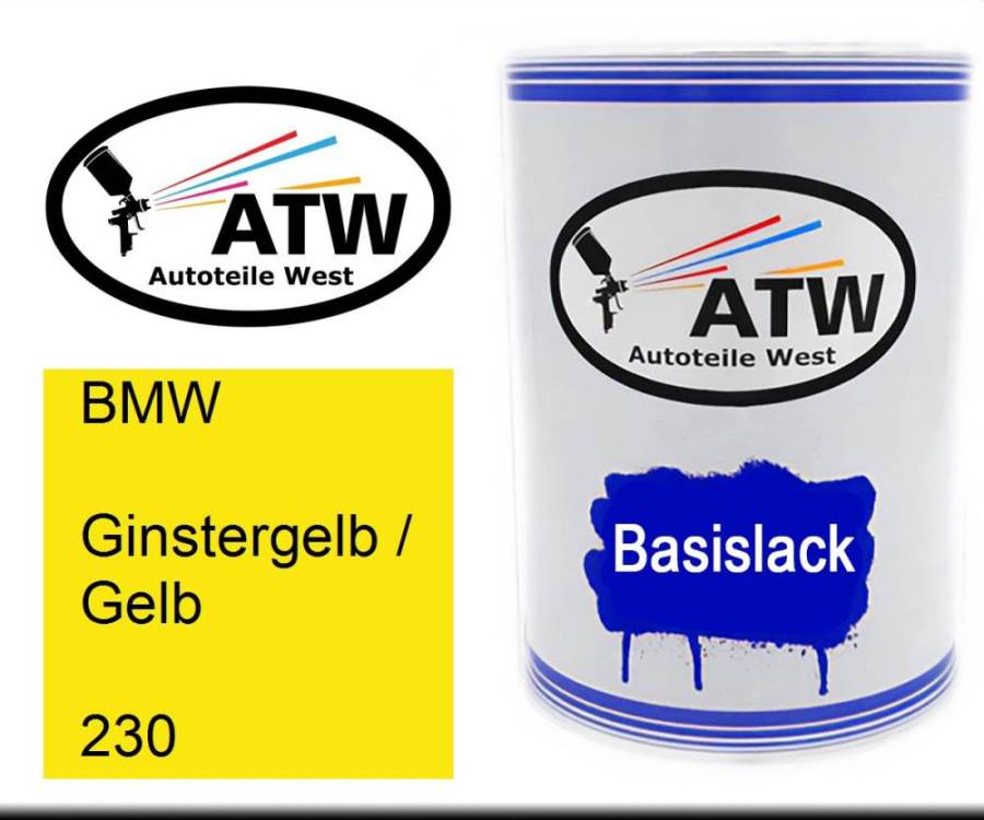 BMW, Ginstergelb / Gelb, 230: 500ml Lackdose, von ATW Autoteile West.